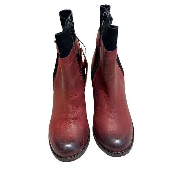 OOBASH Isabel Wine Wedge Bootie Boot Side Zip Leather Size 6 New Without Box - Picture 2 of 11